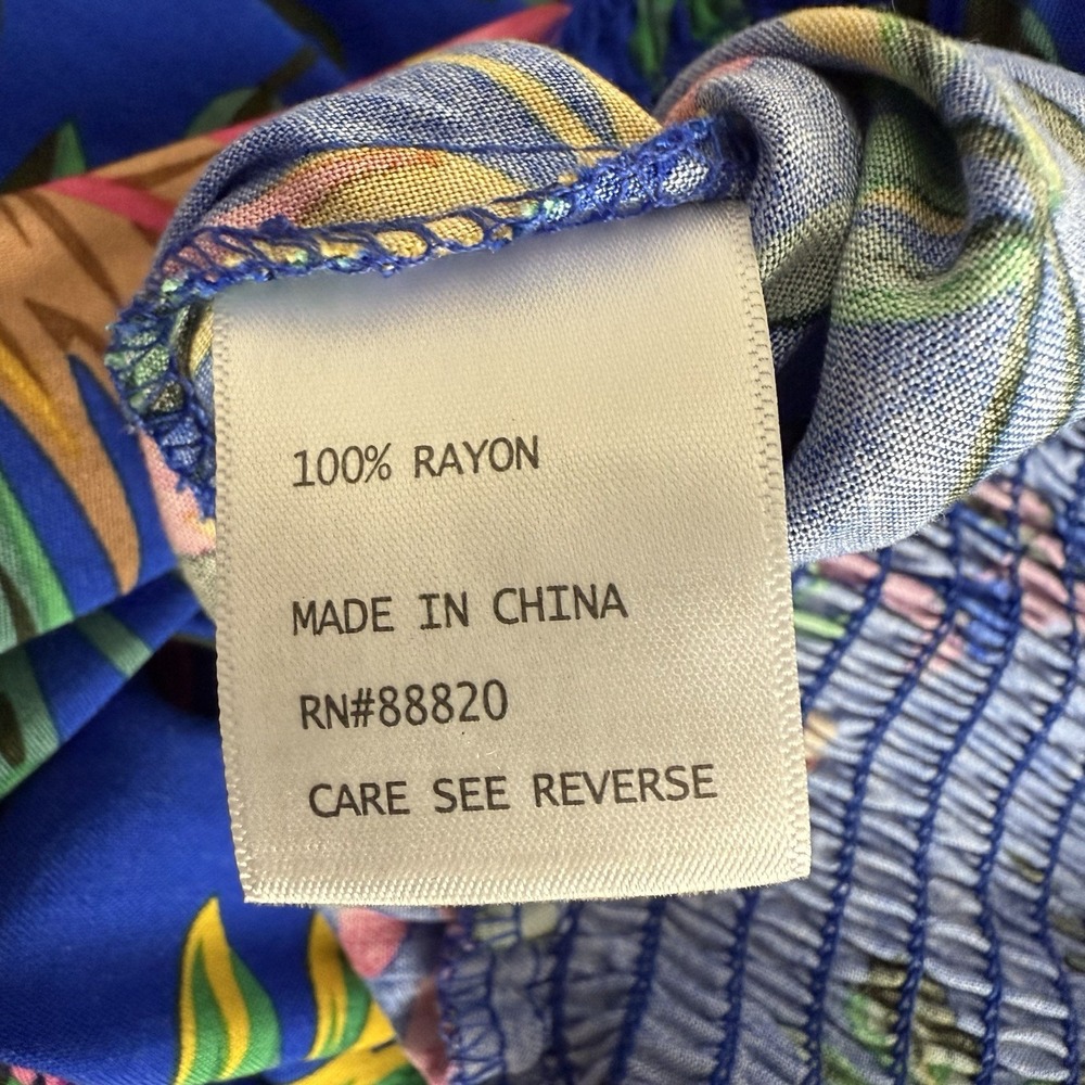 Floral Blue Maxi Skirt with Smocked Waist - Picture 10 of 12